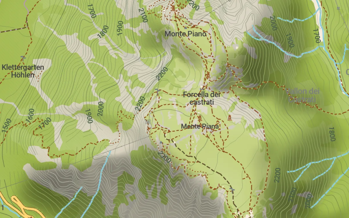 Monte Piana in the outdoors style with hillshading